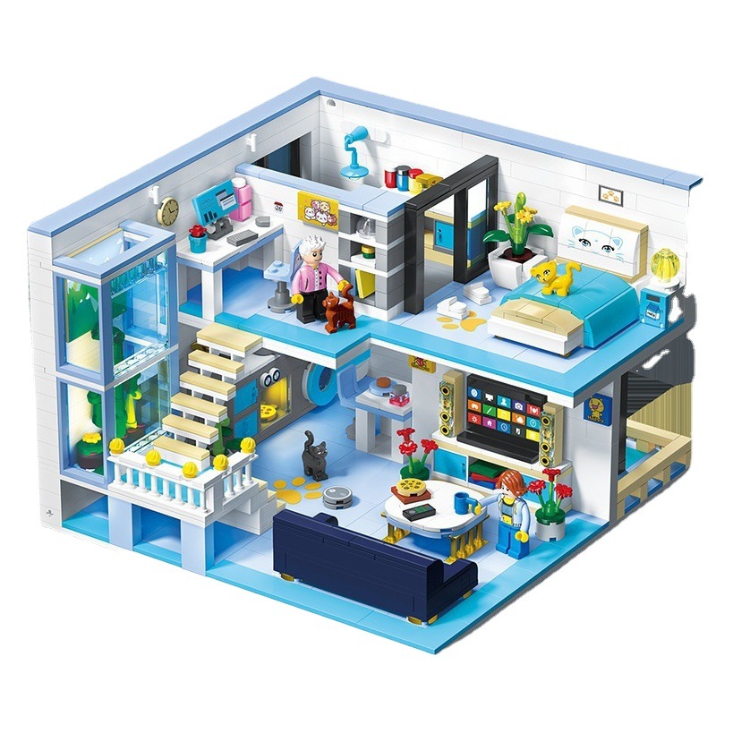 Zhegao mini Meow apartamento estrella oso caliente Casa de montaje los niños inteligencia bloques construcción juguete regalo DZ6105