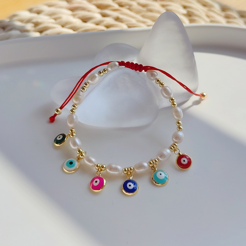 Ethnic Style Eye Pearl Copper Enamel Plating Bracelets 1 Piece