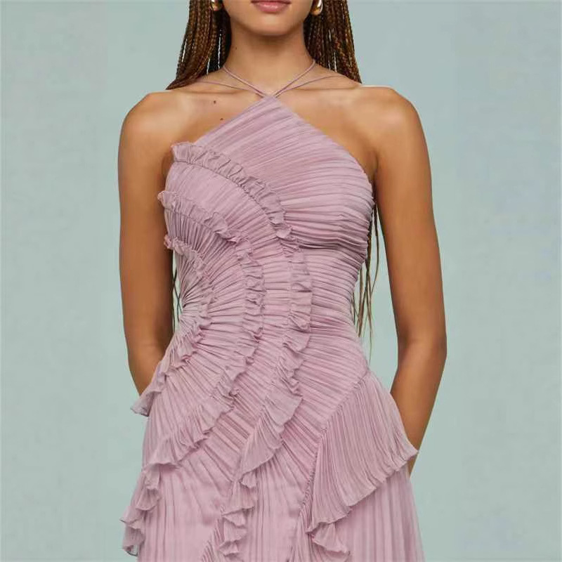 European and American Women's 2025 Summer Women's New Fashion Strapless Sexy Backless Split Tassel Elegant dress
