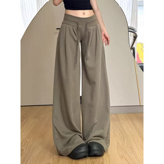 美式复古宽松阔腿裤女秋2025年新款低腰抽绳休闲卫裤慵懒垂感运动