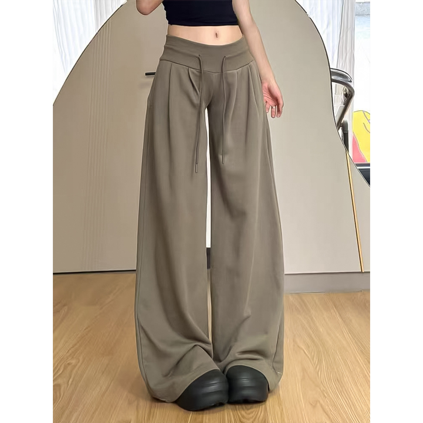 American Retro Loose Wide-Leg Pants for Women, Autumn 2025 New Low-Waist Drawstring Casual Sweatpants, Lazy Drape Sports