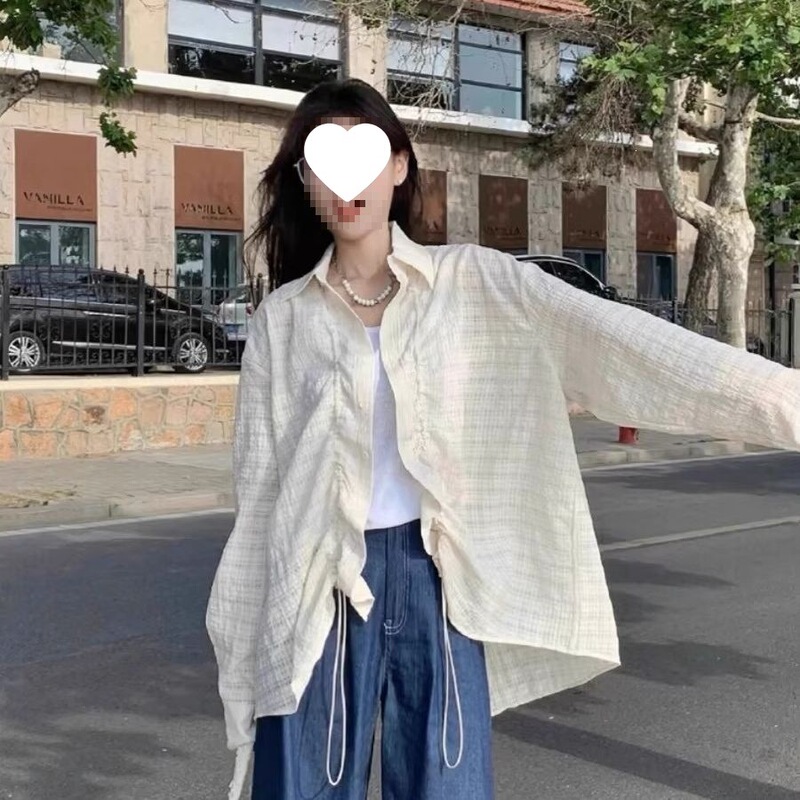 American-Style Lazy Style Loose Long-Sleeved Shirt for Women, Ready-Made, Super Popular Korean Design Casual Summer Sun Protection Shirt Jacket American-Style Lazy Style Loose Long-Sleeved Shirt for Women, Ready-Made, Super Popular Korean Design Casual Summer Sun Protection Shirt Jacket