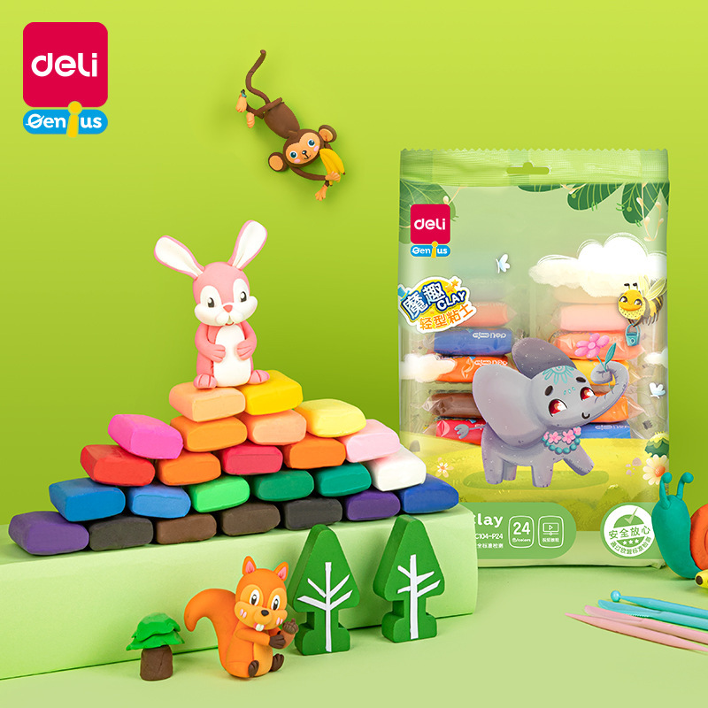 Deli Ultra Light Clay 12 24 36 Color Supplement Kindergarten Color Mud Children's Plasticine Handmade DIY Deli Ultra Light Clay 12 24 36 Color Supplement Kindergarten Color Mud Children's Plasticine Handmade DIY