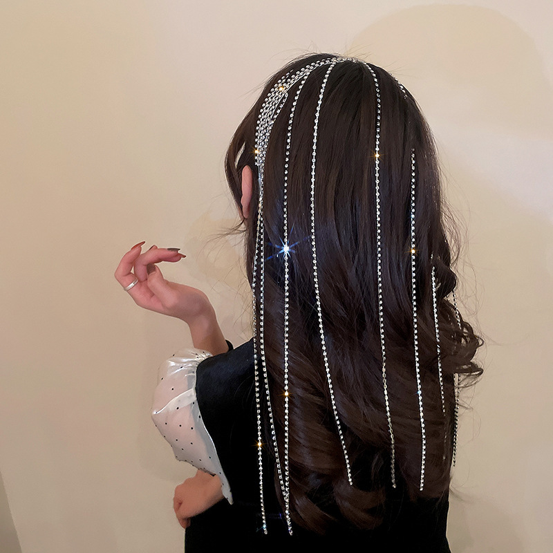 Fashion Geometric Alloy Tassel Rhinestones Hair Band display picture 6