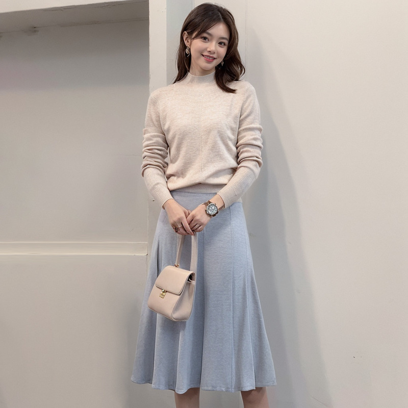 Yaqi Women's Cashmere Bottoming Knitwear Knitwear Autumn and Winter New Half Turtleneck Long-Sleeved Inner Lazy Style Top