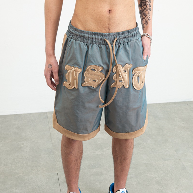 Básquetbol callejero de moda gótica americana suelta, moda masculina, hip-hop, talla grande, deportes Harlan Beach Fatty Pantalones de cinco puntos