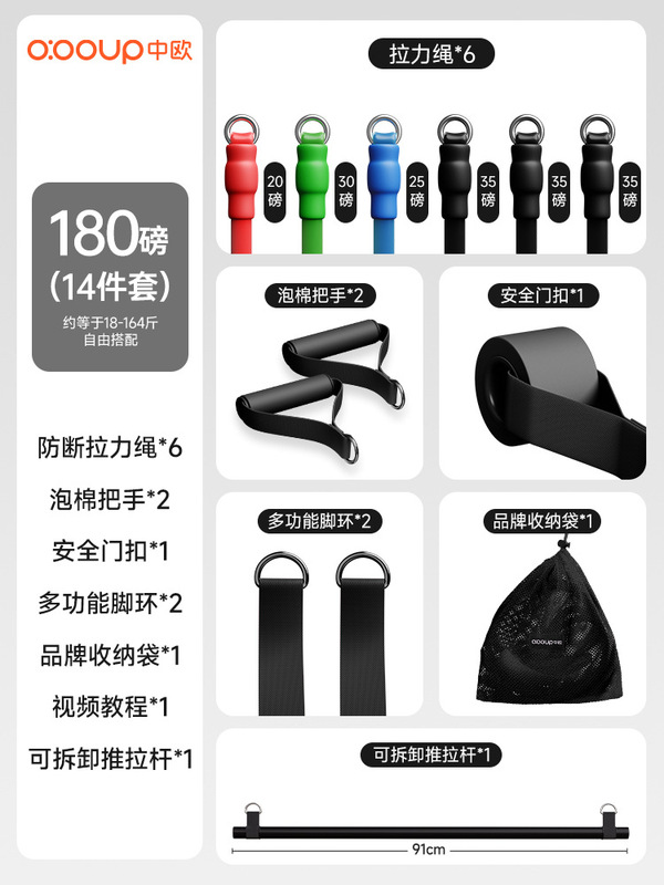拉力绳家用健身瑜伽弹力带女开肩练背练腿挂门下拉训弹力绳组合装|undefined