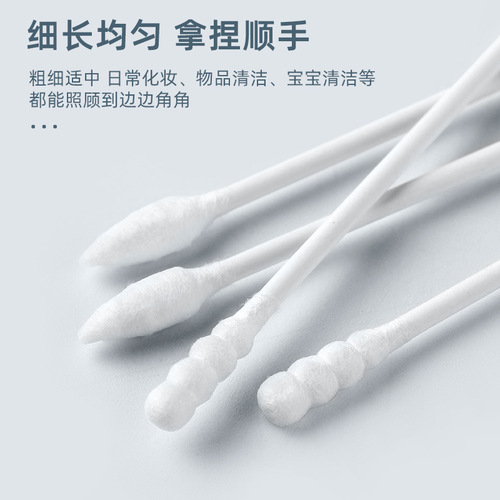 White Little Hanzi Origin Manufacturer 200 Piece Boxed Cosmetic Cotton Swabs Dual-Head Ear Cleaning Paper Roll Cotton Swabs