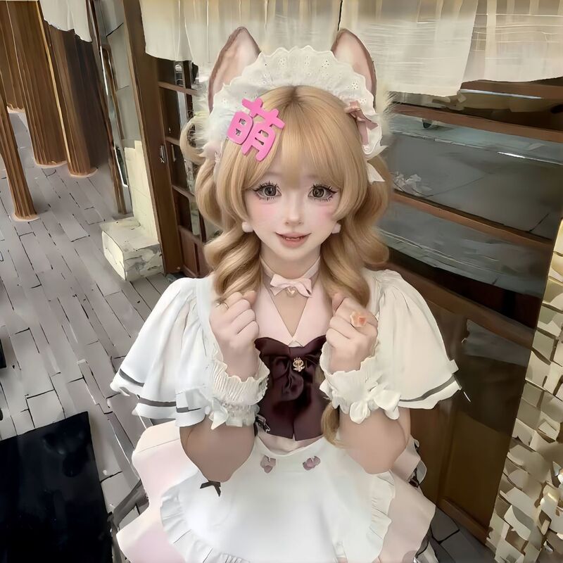 【小熊奈奈】假发日系白金色水母卷公主头短角甜美可爱Lolita假发|undefined