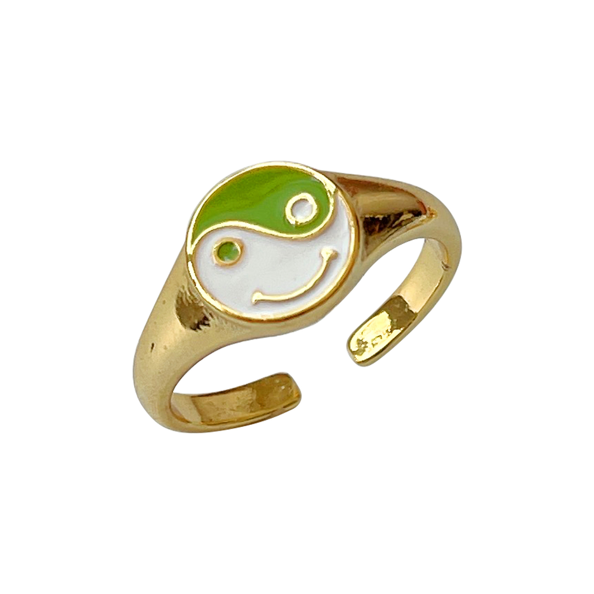 Fashion U Shape Heart Shape Smiley Face Copper Enamel Open Ring 1 Piece