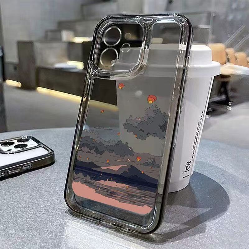 Sunset Hill para Apple 15promax funda para teléfono móvil anticaída iphone16 transparente 14 Europa y América 13 todo incluido 12