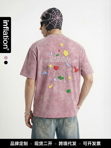 Jiezhan Men's Wear| Snowflake rock climbing printed short-sleeved T-shirt spring and summer 2026 new product original fashion brand printed top