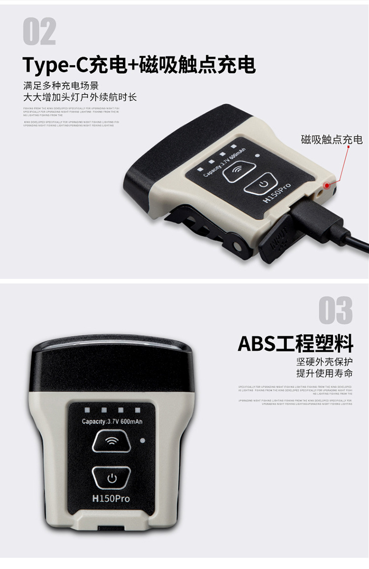 山力士感应夹帽灯 钓鱼头灯帽夹灯强光超亮超轻小号夜