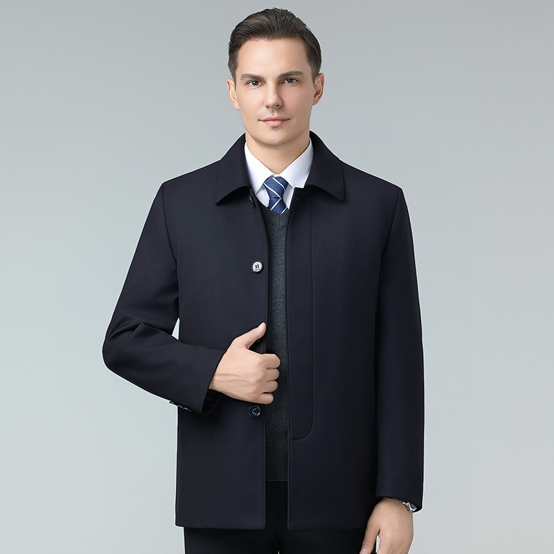 Counter Middle-Aged and Elderly Dad's down Jacket Business Men's Classy Casual Mid-Length Large Size Windbreaker Warm Jacket Winter