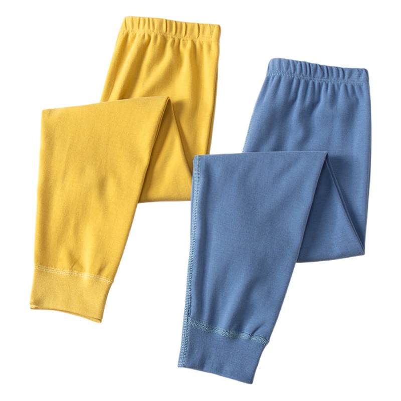 Japanese Style 2-Pack Children's Autumn Pants, All-Cotton Boys and Girls Leggings, Pure Cotton Warm Long Pants, Baby Cotton Knit Pants