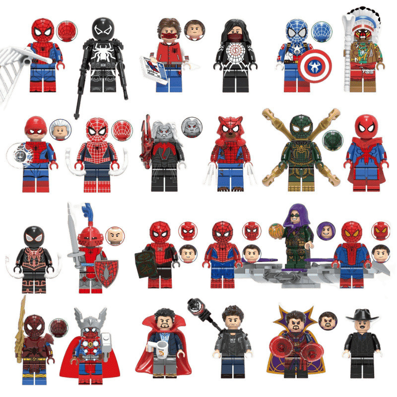 国境を越えた卸売ホットセール互換性のあるレゴスパイダーマンミニフィギュアシリーズ子供の教育用組み立て式小さな粒子ビルディングブロックおもちゃ|undefined