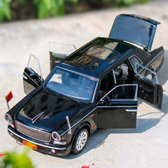 銘晟1/32紅旗l 5礼賓車合金模型回力音光玩具乗用車六開門模擬金属車