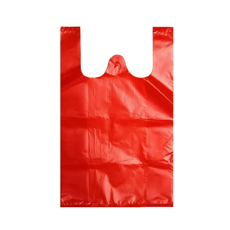 厂家直销HDPE全新料红色塑料袋背心袋垃圾袋手提袋大容量耐用加厚