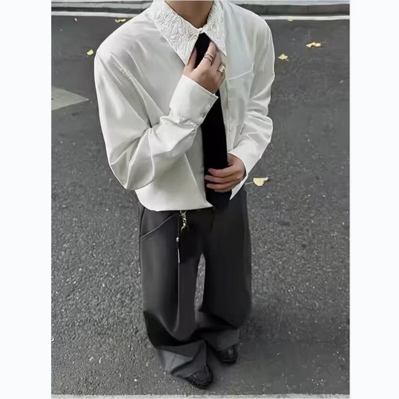 Light Luxury Japanese-Style Embroidered Floral Collar Shirt, Unisex, Three-Dimensional Jacquard, High-End Cardigan, Long-Sleeve Casual Top for Young People Light Luxury Japanese-Style Embroidered Floral Collar Shirt, Unisex, Three-Dimensional Jacquard, High-End Cardigan, Long-Sleeve Casual Top for Young People
