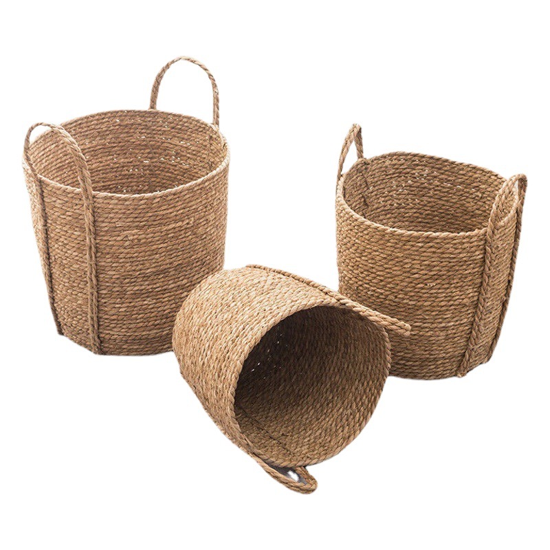 Cesta de almacenamiento de estilo europeo ratán Cesta de flores de paja Sala de estar Cubierta de maceta Planta verde Decoración Luz de lujo Cesta de lavandería Dormitorio Cubo de lavandería