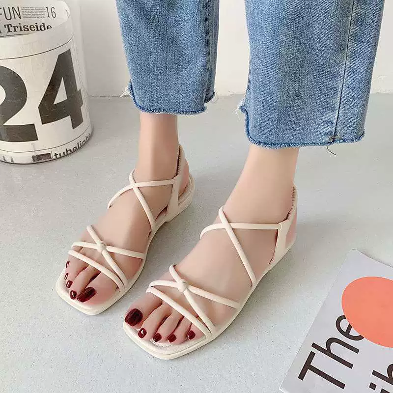 Sandals, universal footwear flat, Korean style, thin strap