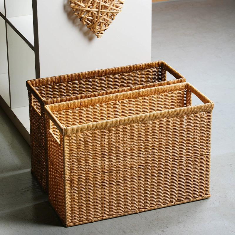 Креативный пластиковый ротанговый журнальный столик для гостиной, угловая корзина для хранения, корзина для спортзала, корзина для красного вина, литературная корзина для хранения, большой размер