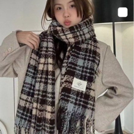 2025新款格子围巾女秋冬季高级感保暖千鸟格美拉德韩系干枯玫瑰粉|undefined