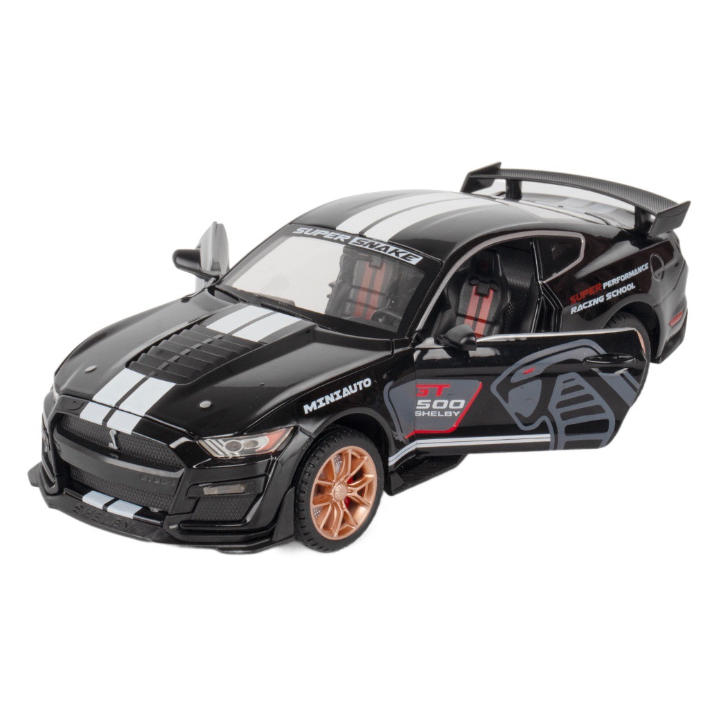 Modelo de Auto de Aleación Ford Mustang GT500 a Escala 1:24 con Sonido y Luz, Dirección con Retroceso, Puertas Abribles, Artículo Decorativo, Juguete para Niños