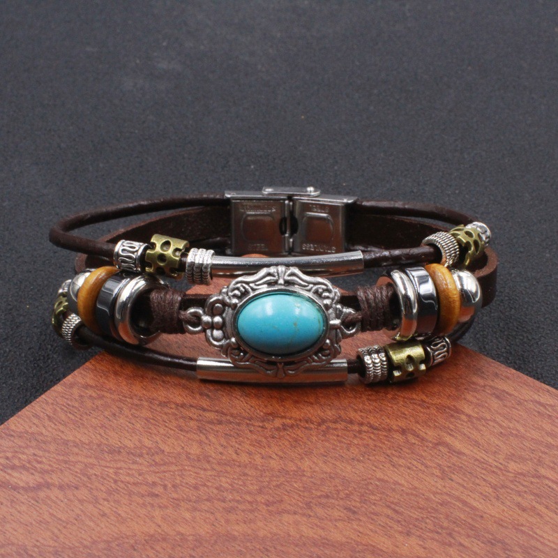 Turquoise woven bracelet stainless steel