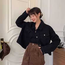 早秋2025年新款韩版时尚纯色牛仔外套学生百搭短款长袖夹克上衣女
