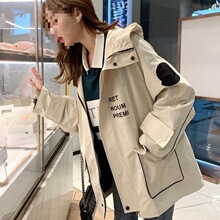 工装外套女春秋季新款韩版宽松学生百搭连帽短款休闲薄夹克女