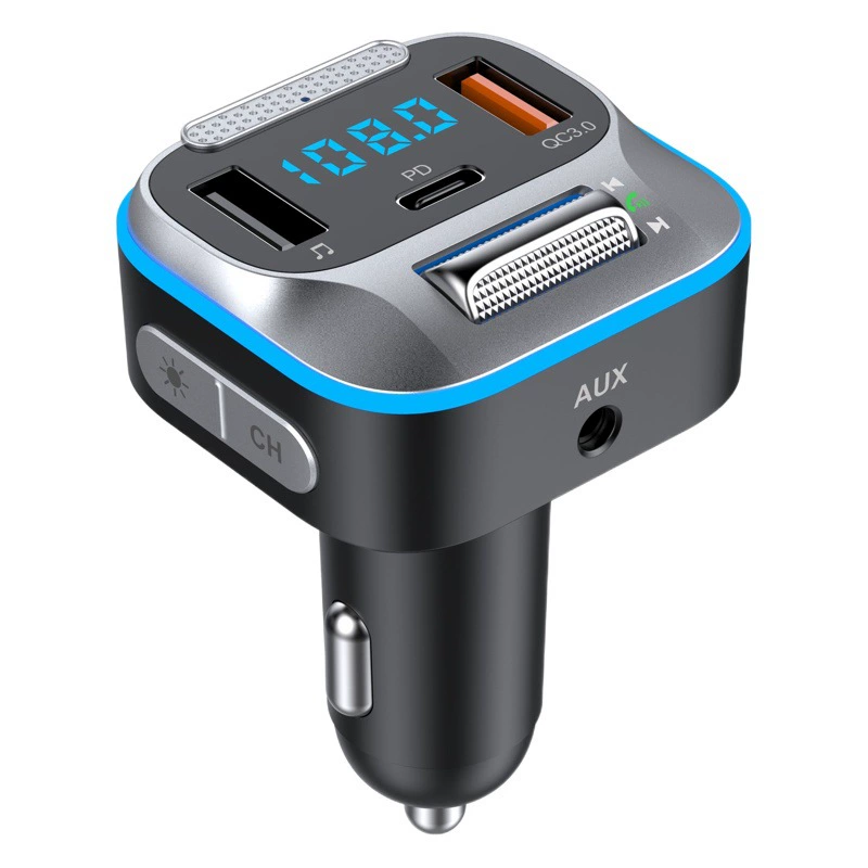 T73 автомобильный Bluetooth MP3FM-передатчик, беспроводная быстрая зарядка QC3.0PD, цветной атмосферный светильник, портативный усилитель мощности