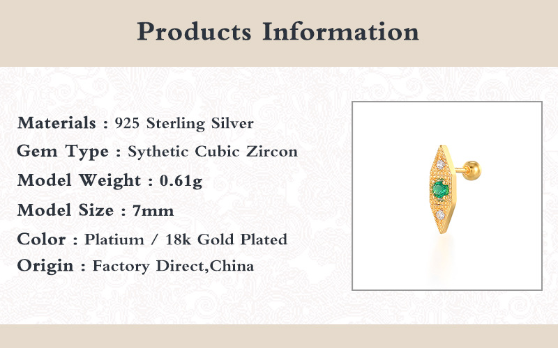 1 Piece Simple Style Geometric Plating Inlay Sterling Silver Zircon Ear Studs display picture 5