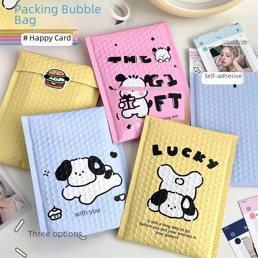 Cute cartoon puppy bubble bag packaging courier bag color foam bag…