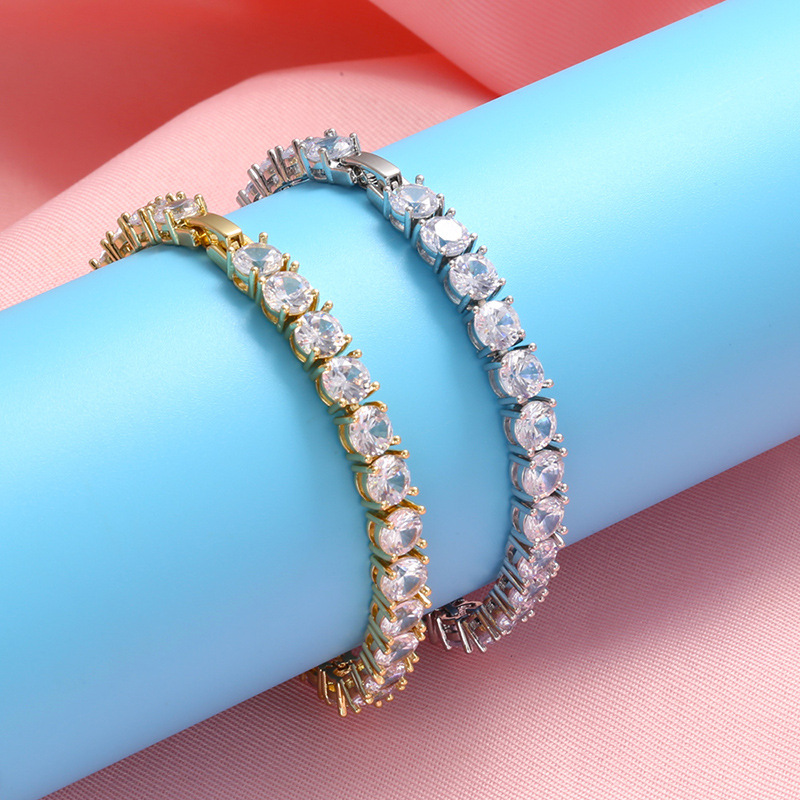 Micro-inlaid zircon bracelet round diamond trend full zircon bracelet copper bracelet