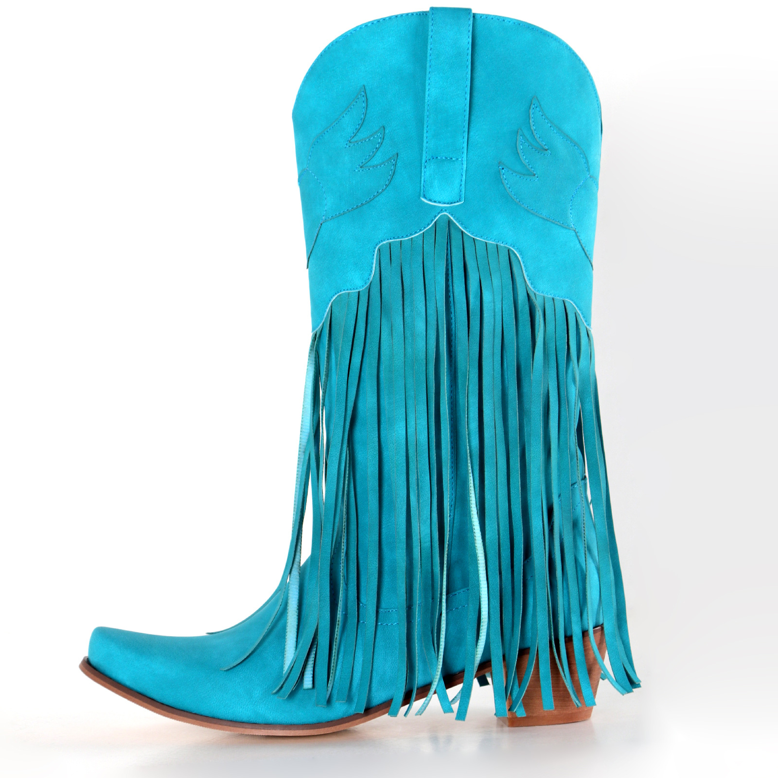 【Vorverkauf | Versand in 15 Tagen】Vintage-Handgefertigte Schuhe, klobige Absätze, mittelhohe Stiefel, spitze Quastenstiefel für Damen_voghion.com