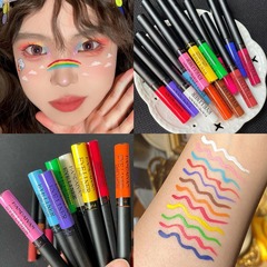 彩色眼线液笔COS玩妆舞台妆脸部彩绘眼线笔速干防水持久黄白蓝色