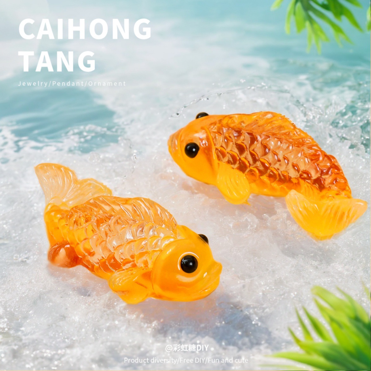 Simulación de resina miniatura carpa luminosa muñeca DIY accesorios de joyería creativo pinzas de pelo hechas a mano pegatinas de refrigerador caseras