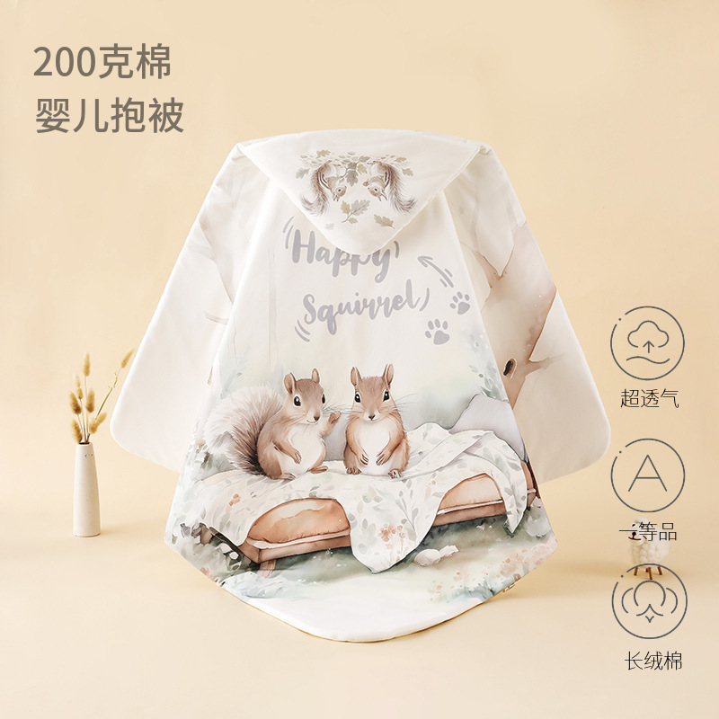 Newborn Quilt 200g Baby Pure Cotton Quilt Newborn Bag Single Autumn and Winter Quilt Swaddling Delivery Room Baby Supplies