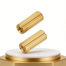 M2全竖纹直通黄铜圆监控螺母柱滚花支撑柱安防摄像机隔离柱间隔柱