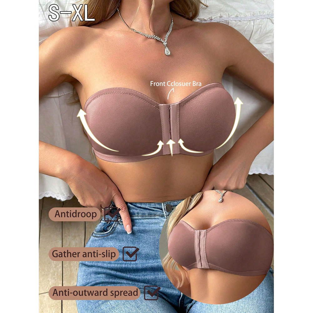 Nuevo estilo europeo y americano con diseño de múltiples botones en el pecho, top de tubo con botones delanteros, sin costuras y cómodo, fácil de usar