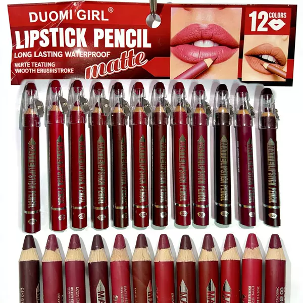 Duomigirl Matte Lip Liner, Long-Lasting and Easy to Apply, One-Stroke Outline, with a Sharpener, Waterproof and Sweat-Proof Lip Liner Lipstick