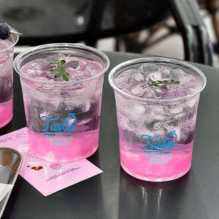 Disposable Coffee Cup Customized Transparent Plastic Milk Tea Cup Cold Drink Cup Internet Celebrity Juice Commercial Packaging Cup with Lid