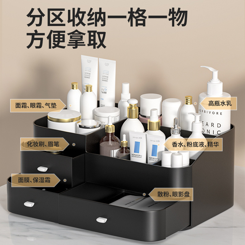 Red en línea con caja de almacenamiento de cosméticos transparentes a prueba de polvo, mesa de tocador, caja de almacenamiento de lápiz labial de gran capacidad para productos de cuidado de la piel