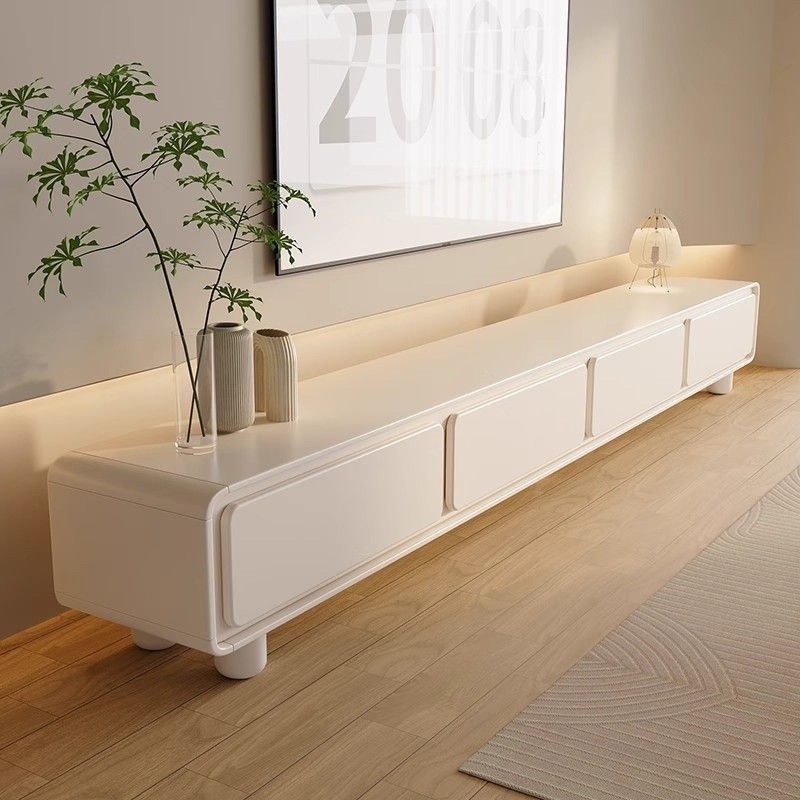 All Solid Wood Cream Style Tv Cabinet Combination Floor-Standing Tv Cabinet Home Living Room Modern Simple Storage Storage Coffee Table