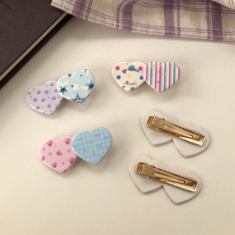 IG Style, Sweet Style IG Style Sweet Women's Color Block Heart Shape Plastic Hair Clip