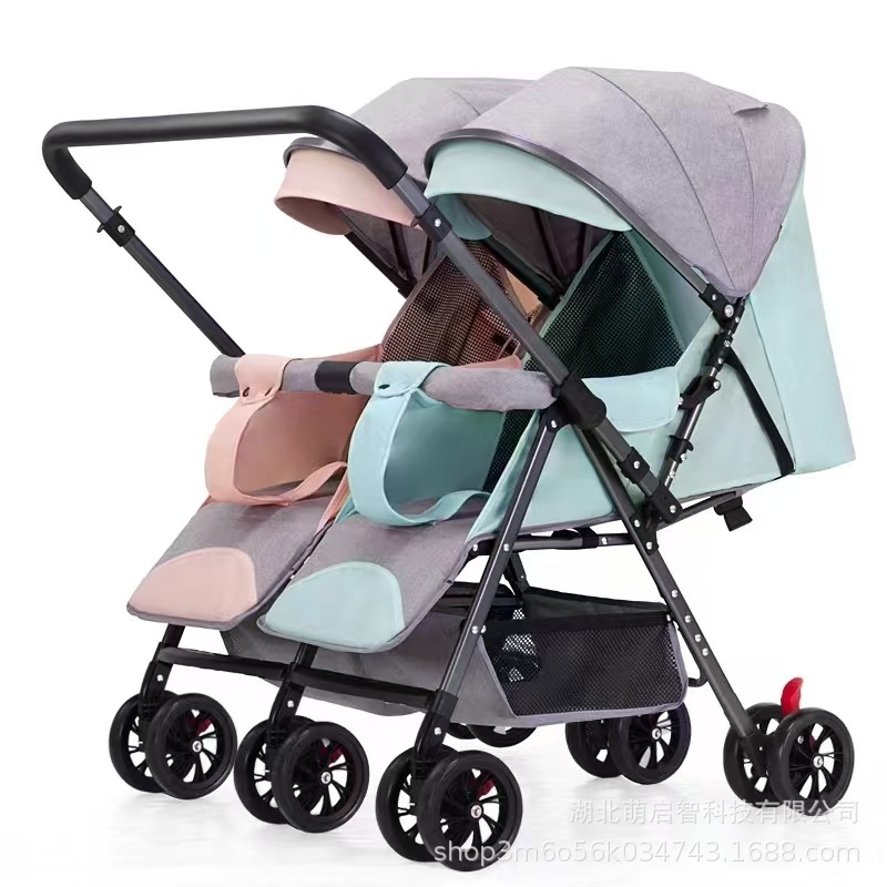 Cochecito Doble para Gemelos de Aleación de Aluminio con Amortiguación de Resorte Reversible para Bebés de 0 a 3 Años image 20