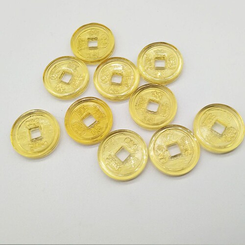 Direct Manufacturer Wholesale Five Emperors Qianlong Tongbao Coin with Yellow Crystal Copper Money Ornament