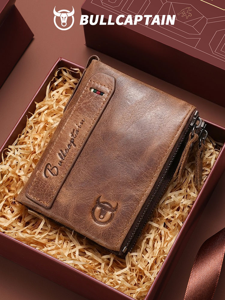 Retro wallet with zipper for leisure