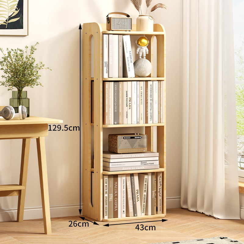 Estantería de madera maciza estantería de piso sala de estar gabinete estrecho libre combinación gabinete de almacenamiento para niños estudiante lectura estantería en casa